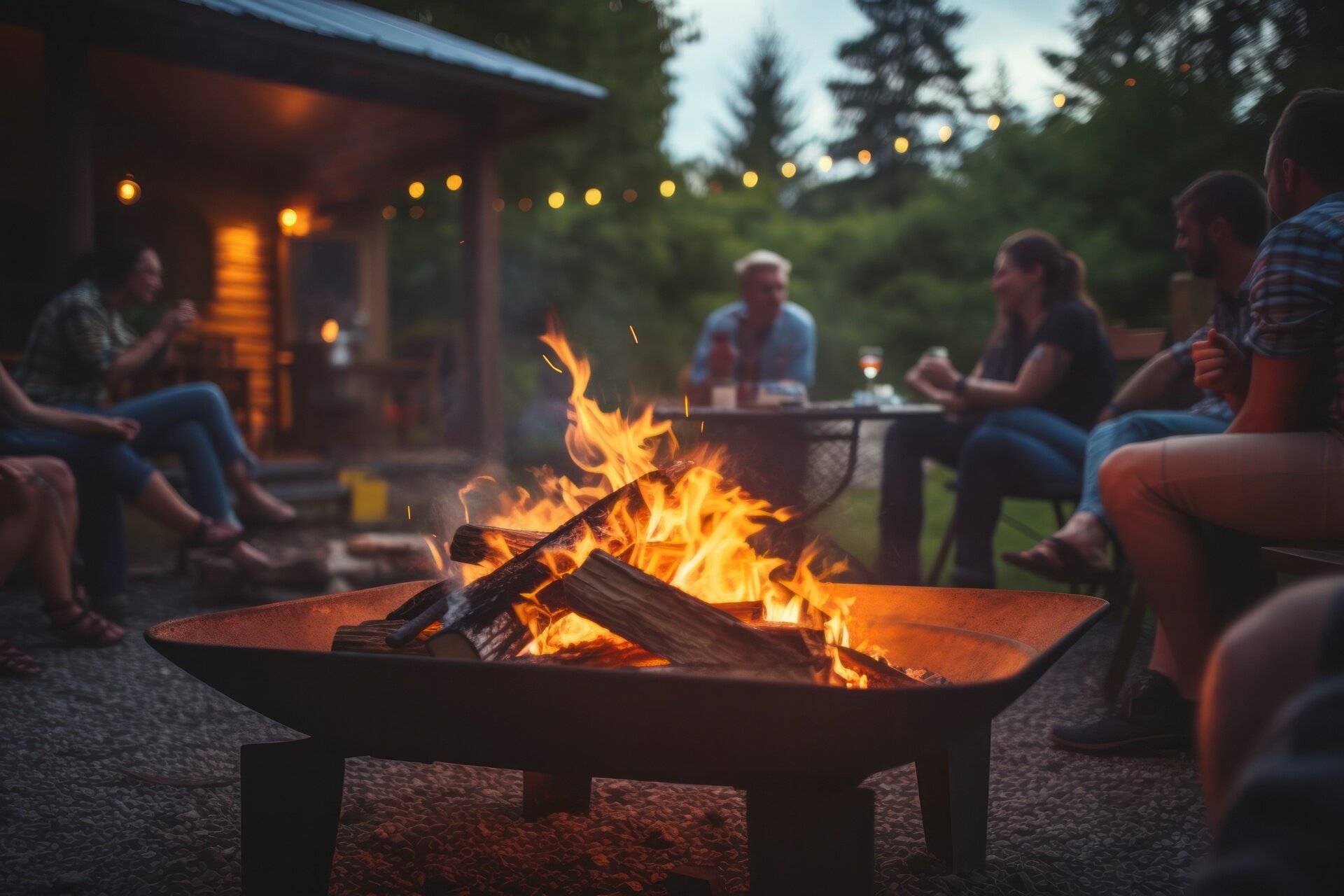 Feuerstelle mit Menschen am Abend in gemütlicher Runde | © stock.adobe.com