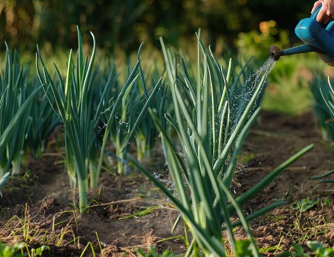 bewaesserung_von_porree_in_einem_garten | © www.adobe.stock.com