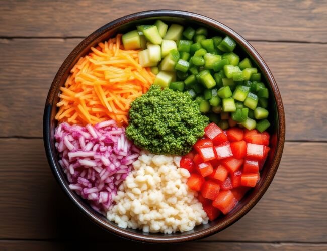 Bunter Gemüseteller voller Vitamine und Frische | © stock.adobe.com Rohkost-Bowl mit Rettich, Paprika, Gurke und Avocado | © stock.adobe.com