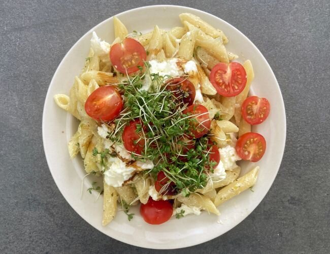kresse_pasta_mit_cherry_tomaten | © adobe.stock.com kresse_pasta_mit_cherry_tomaten_rezept | © adobe.stock.com