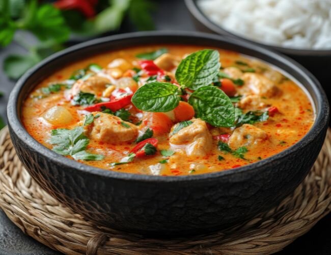 minz_curry_mit_hähnchen_und_kokosmilch | © adobe.stock.com minz_curry_mit_hähnchen_und_kokosmilch_rezept | © adobe.stock.com