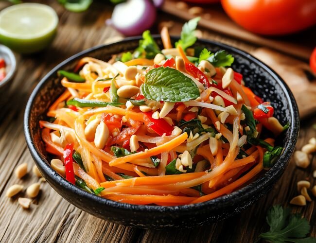 asiatischer_salat_mit_minze_und_erdnüssen | © adobe.stock.com asiatischer_salat_mit_minze_und_erdnüssen_rezept | © adobe.stock.com