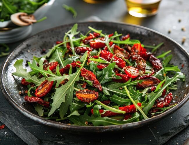 rucola_salat_mit_getrockneten_tomaten_und_kräutern | © stock.adobe.com rucola_salat_mit_getrockneten_tomaten_und_kräutern | © stock.adobe.com