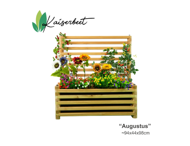 Kompaktes Hochbeet "Augustus" mit integriertem Rankgitter für Kletterpflanzen​ | © Kaiserbeet