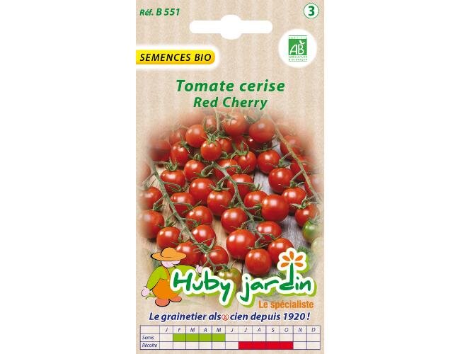 Bio Saatgut Kirschtomate Red Cherry – Samentüte mit ansprechender Verpackung für Tomatensaatgut. | © Graines Hubert